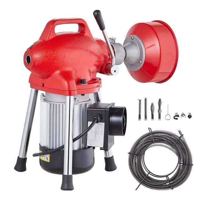 20 M (66 Fuß) Langer Elektrischer Abflussreiniger Mit 16 Mm (5/8 Zoll) Durchmesser, 250 W Leistung, Stahlseil Und 7 Klingen, Für Rohre Mit Einem Durchmesser Von 40 Bis 10 Cm (16 Bis 4 Zoll), Maximale