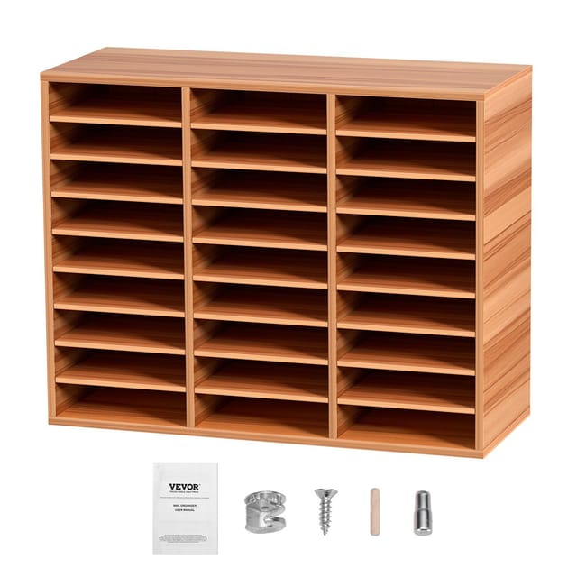 Holzorganizer Mit 27 Fächern Und Verstellbaren Einlegeböden Für Büro Und Schule, Zur Aufbewahrung Von Akten Und Zeitschriften, Weiß