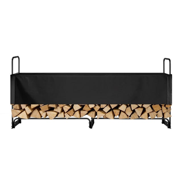 2,4 M Langes Brennholzregal Für Den Außenbereich Mit Abdeckung, 244 X 36 X 117 Cm, Robuste Konstruktion Für Die Brennholzlagerung Im Innen- Und Außenbereich