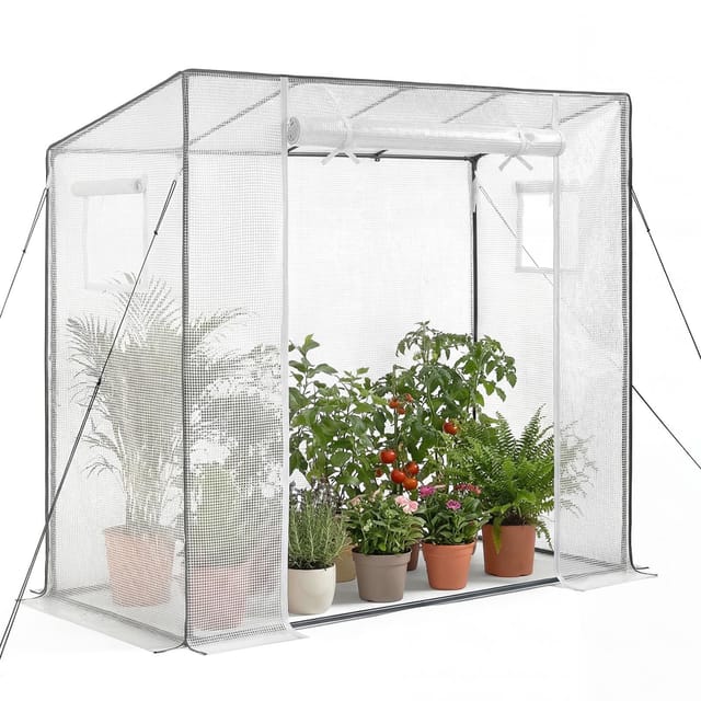 Gewächshaus 195 X 77 X 168 Cm Mit Fenstern, Aufrollbarer Reißverschlusstür Und Strapazierfähiger Pe-abdeckung, Für Gemüsegarten Und Setzlinge