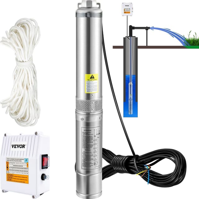 370-w-tauchpumpe, 230 V, 110 L/min, 44 M Förderhöhe, Mit 20 M Kabel Und Externer Steuereinheit
