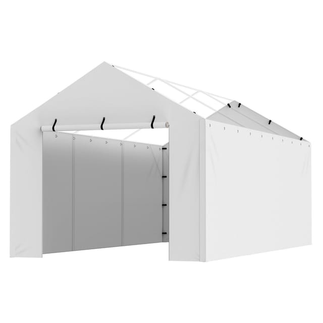 Ersatzplane Für Unterstand, Seitenwände 3 X 6 M, Garagenzelt, Unterstand, Strapazierfähige Plane, Wasserdicht Und Uv-beständig, Einfache Montage Mit Elastischen Bändern, Weiß, Dach Und Gestänge Nicht