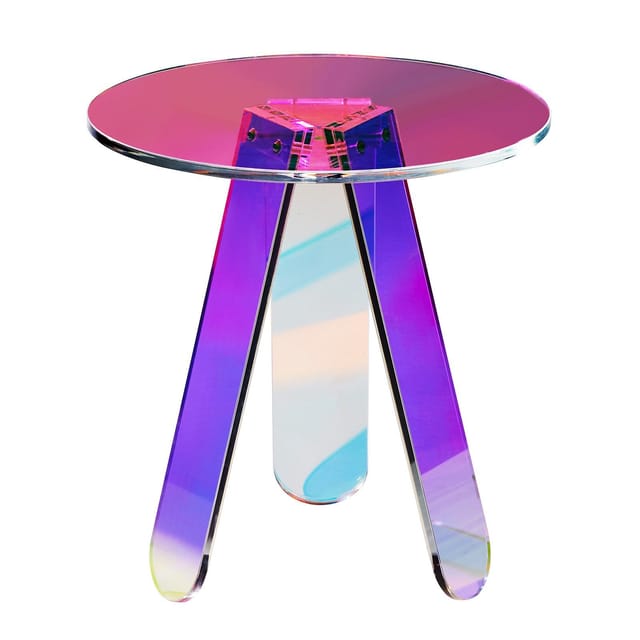 Runder, Schillernder Beistelltisch Aus Transparentem Regenbogen-acryl, Für Getränke, Mahlzeiten Und Snacks, Ideal Für Wohnzimmer, Schlafzimmer Und Büro.