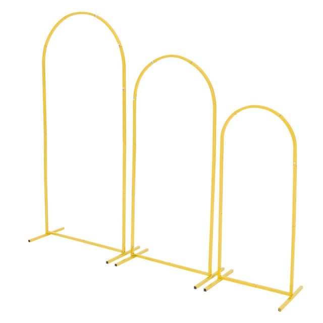 Set Aus 3 Dekorativen Goldenen Bögen, 1,8 / 1,5 / 1,2 M, Stabiles Metallgestell, Für Hochzeiten, Zeremonien Und Empfänge