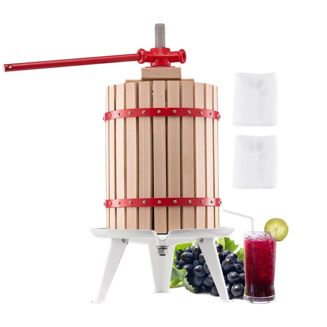 18-liter-obstpresse, Massivholzkorb Mit 8 Pressblöcken, Robuste Manuelle Saftpresse, Für Apfelwein, Äpfel, Trauben, Farbstoffe, Honig, Olivenöl, Griff, Küche