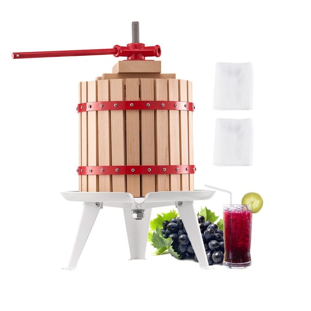 12-liter-obstpresse, Massivholzkorb Mit 8 Pressblöcken, Robuste Manuelle Saftpresse Für Apfelwein, Äpfel, Trauben, Farbstoffe, Honig, Olivenöl, Griff, Küche