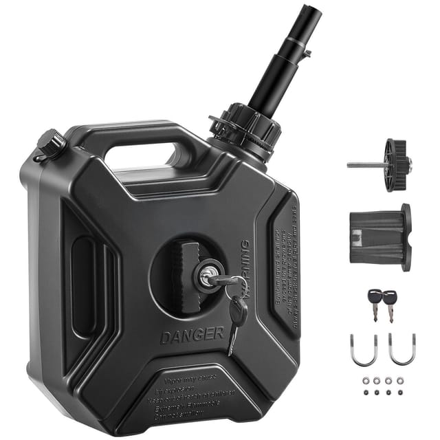 Flacher 5-liter-benzinkanister Mit Ausgießer Und Verriegelungshalterung, 15 L/min Durchflussrate, Auslaufsicher Für Pkw, Motorräder, Atvs Und Utvs, Schwarz