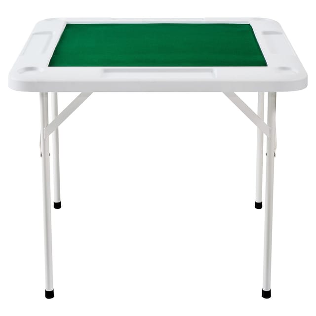 Klappbarer Mahjong-tisch 90 X 90 Cm Für 4 Spieler, Strapazierfähige Grüne Spielfläche, 4 Becherhalter, 4 Chiphalter