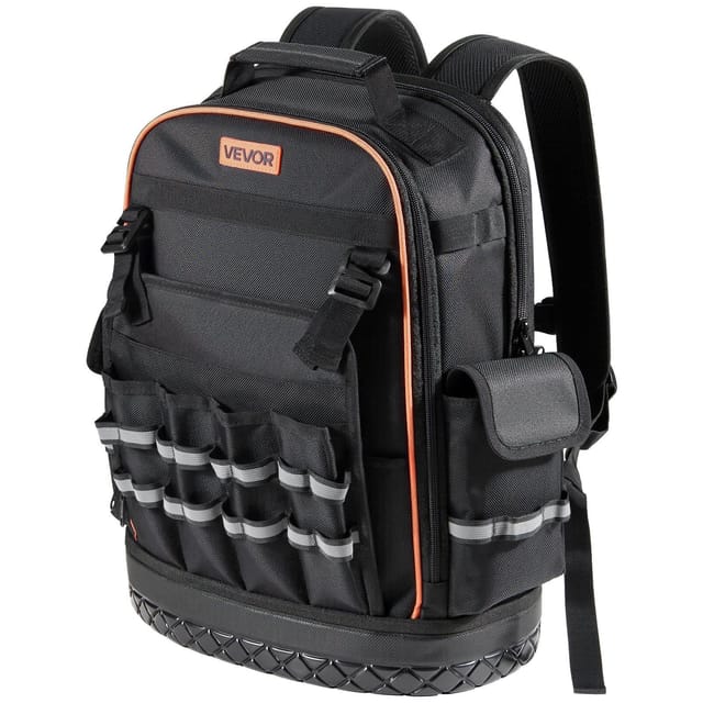 Robuste Werkzeugtasche Mit 64 Fächern Und Einem Laptopfach Für Elektriker Und Klimatechniker, Verbesserte Stabilität