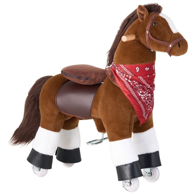 Kinderpony Mit Rädern, Batterieloses Spielzeug, Leichtgängige Räder Mit Antirollring, Hoher Sitz, Griffe Und Pedale