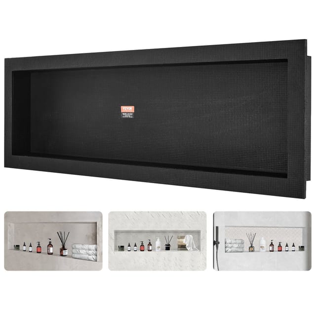 Duschablage 4064 X 127 Cm Mit Einem Ablagefach, Moderner Seifenschale, Eckigen Kanten, Wasserdicht, Schwarz