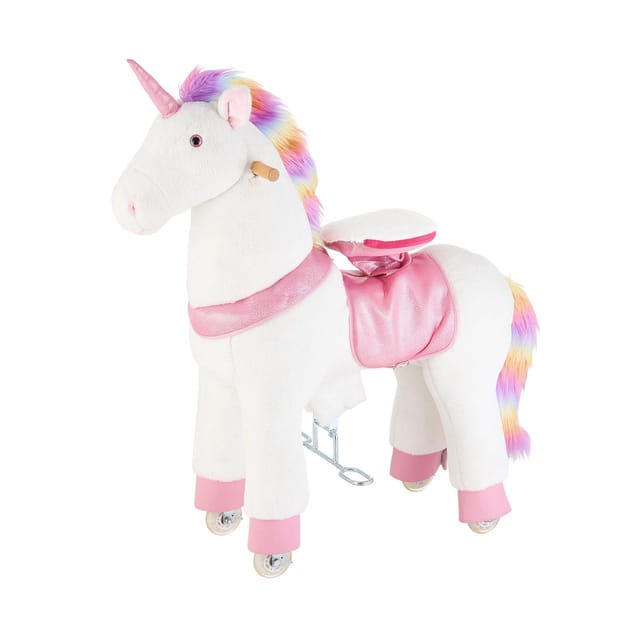 Kinderpony Mit Rädern, Batterieloses Einhorn-spielzeug, Leichtgängige Räder, Erhöhter Sitz, Max. Belastbarkeit 80 Kg, Ab 6 Jahren
