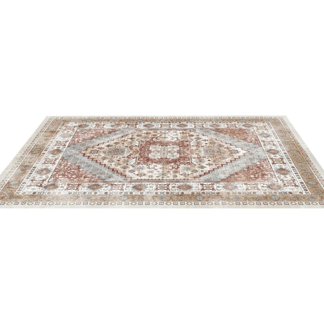 Waschbarer Vintage-teppich, 274 X 366 Cm, Weich Und Rutschfest, Für Wohnzimmer, Schlafzimmer, Büro, Geeignet Für Haustiere Und Kinder, Rotbraun