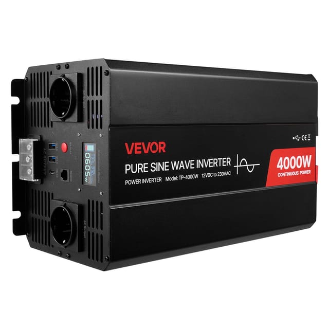 4000w 12v Dc Auf 230v Ac Sinus-wechselrichter Mit Lcd-bildschirm, Fernbedienung, 2 Usb-anschlüssen Und 2 Ac-steckdosen Für Wohnmobile