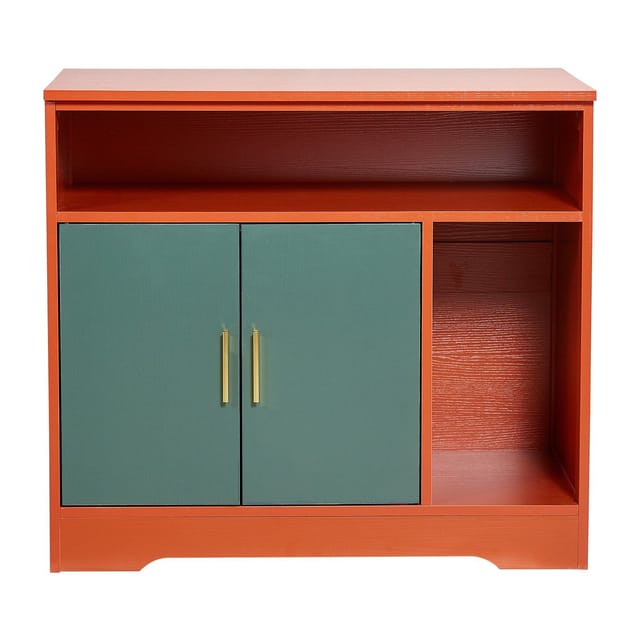 Katzenklo-schrank, 79,2 Cm, Versteckter Schrank Mit Ablage Und Stauraum, Moderner Nachttisch, Rot Und Grün