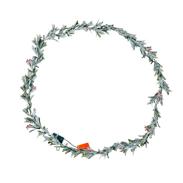 2750 Mm Lange Lichterkette Mit Realistischem Laub, Ranken Und Beeren, Elegante Dekoration Für Den Innen- Und Außenbereich