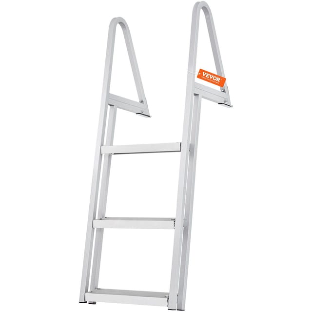 Dreistufige Pontonleiter Aus Aluminium, Max. Belastung 159 Kg, Rutschfeste Stufen, Robust, Für Boote, Seen Und Schwimmbäder