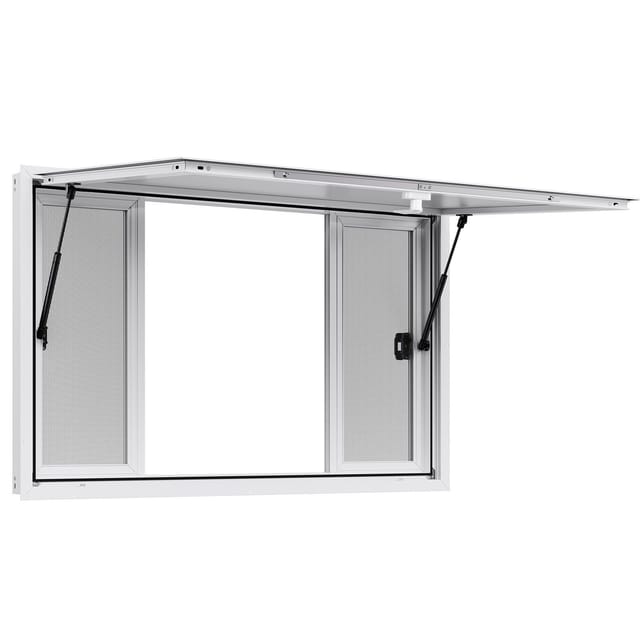 Servicefenster Aus Aluminiumlegierung, 135 X 84 Cm, Für Imbisswagen, 85° Öffnungswinkel, 4 Schiebefenster, Jalousie, Anhängerkupplung
