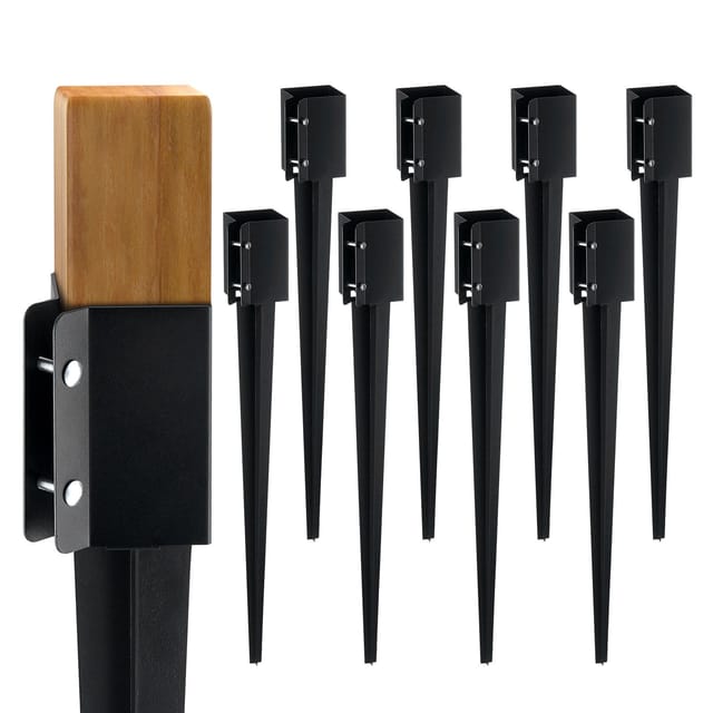 Zaunankerpfosten, 8er-set, 36 X 4 X 4 Zoll, 3,5 X 3,5 Zoll Innendurchmesser, Schwarz Beschichtetes Metall