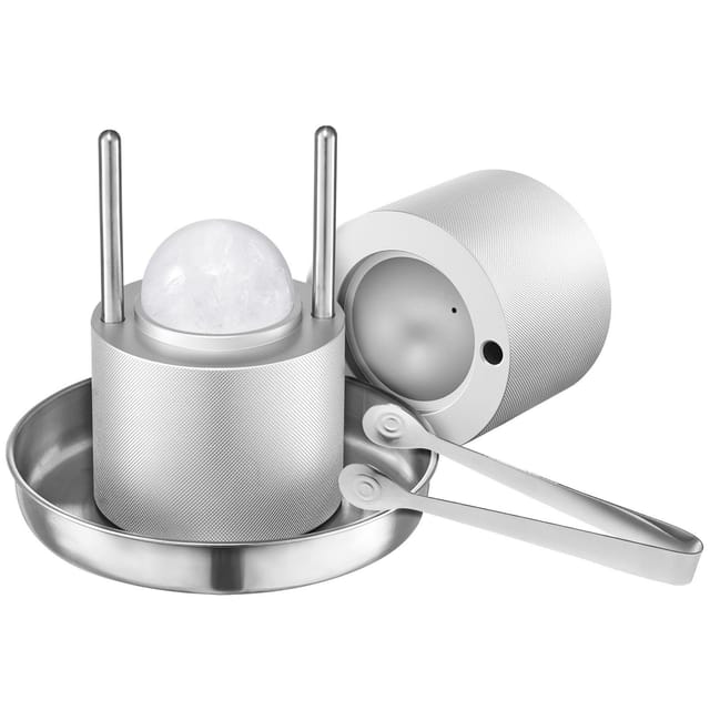 21-teiliges Eispressen-set Aus Flugzeugaluminium Mit Zange Und Tablett Für 53-mm-eiskugeln, Whisky Und Cocktails