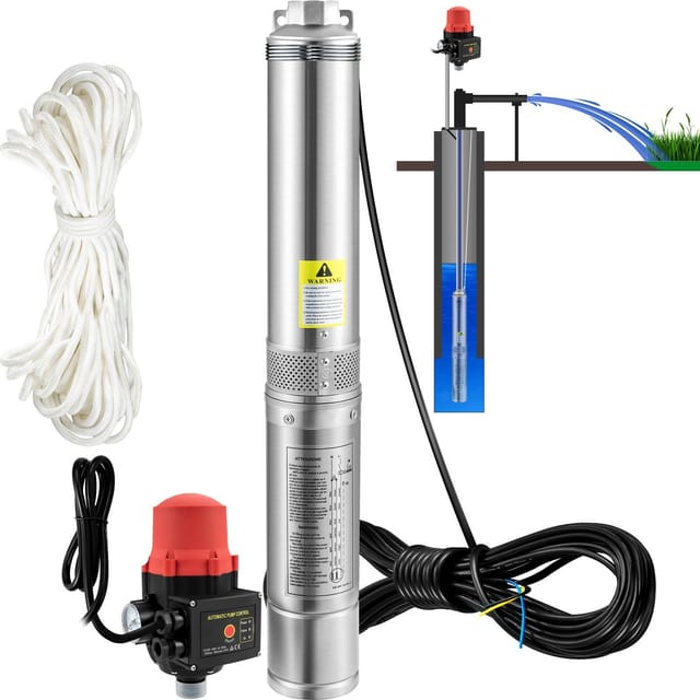 750-w-tauchpumpe, 230 V, 50 Hz, 105 L/min, 62 M Förderhöhe, 20 M Kabel, Automatischer Schalter, Schutzart Ip68, Edelstahl