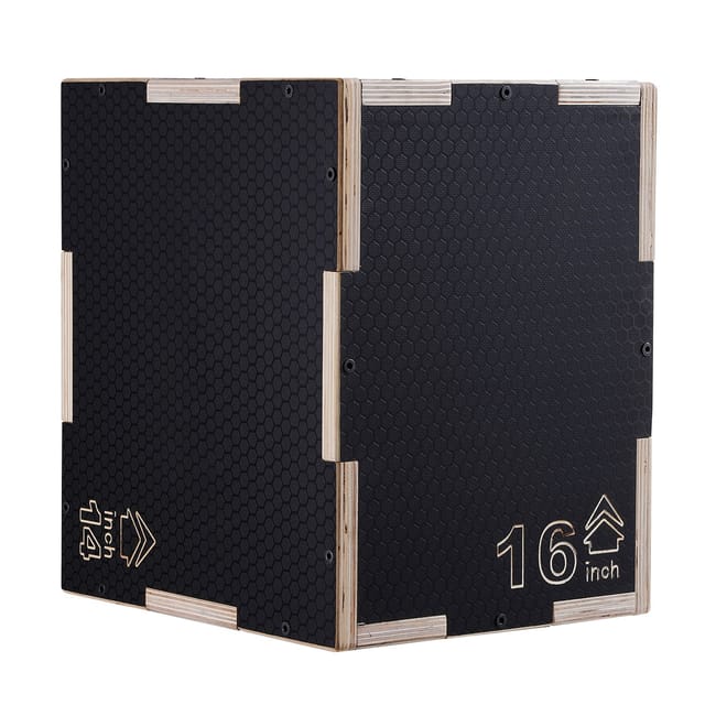3-in-1-sprungbox Aus Holz, 40/35/30 Cm, Rutschfeste Plattform Für Heimtraining Und Agility, Schwarz