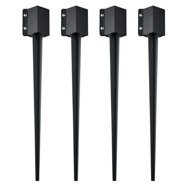 Zaunankerpfosten, 4er-set, 36 X 4 X 4 Zoll, 3,5 X 3,5 Zoll Innendurchmesser, Schwarz Beschichtetes Metall