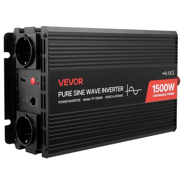 1500w 12v Dc Auf 230v Ac Sinus-wechselrichter Mit Fernbedienung, Usb- Und Typ-c-anschlüssen, 2 Ac-steckdosen Für Camping Und