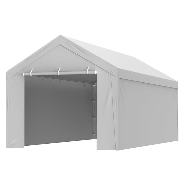 Ersatzplane Für Carportdach Und -wände, 6000 X 3000 Mm, Strapazierfähige Garagenplane, Wasserdicht Und Uv-beständig, Einfache Montage Mit Elastischen Gurten, Weiß, Rahmen Nicht Im Lieferumfang Enthalt