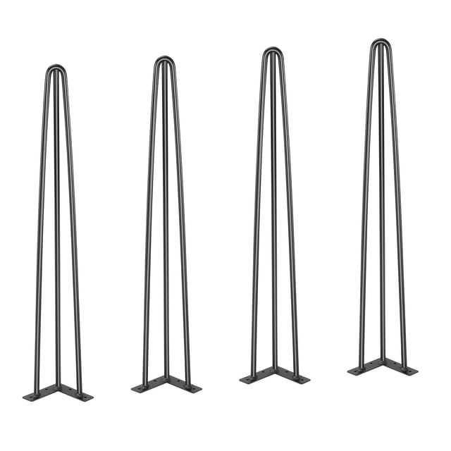 Friseurtischbeine, 0,7 M, 4er-set, Tragkraft 408,2 Kg, 3 Streben, Für Schreibtische, Stühle, Bänke, Beistelltische, Massiver Schwarzer Kohlenstoffstahl