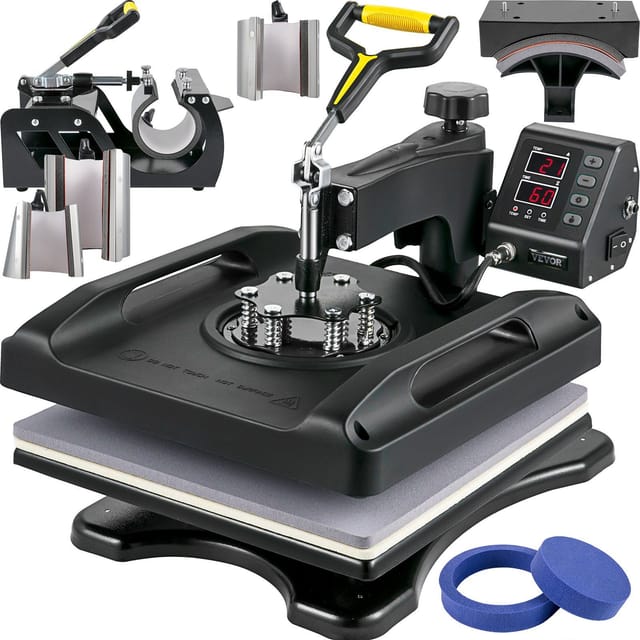 8-in-1-heißpresse 38 X 38 Cm, 1000 W Mit 360°-drehung Für Sublimationsdruck Auf T-shirts, Kappen, Tassen, Schwarzen Textilien