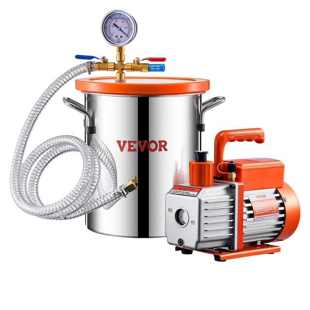 11-liter-vakuumkammer-set Mit 100-l/min-edelstahlpumpe Und Entgasungszubehör, Inklusive Acryldeckel