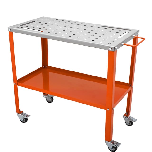 Schweißtisch 91,4 X 45,7 Cm, Tragfähigkeit 544 Kg, Fahrbare Werkbank Auf Rollen Mit 2 Ebenen Und 4