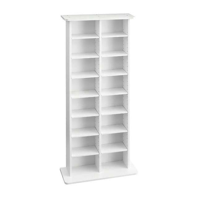 Multimedia-aufbewahrungseinheit, 8-stufiges Dvd-regal, 559 X 222 X 1295 Mm, Für Cds, Dvds, Bücher, Spiele, Ideal Für Wohnzimmer, Büro, Tonstudio, Weiß