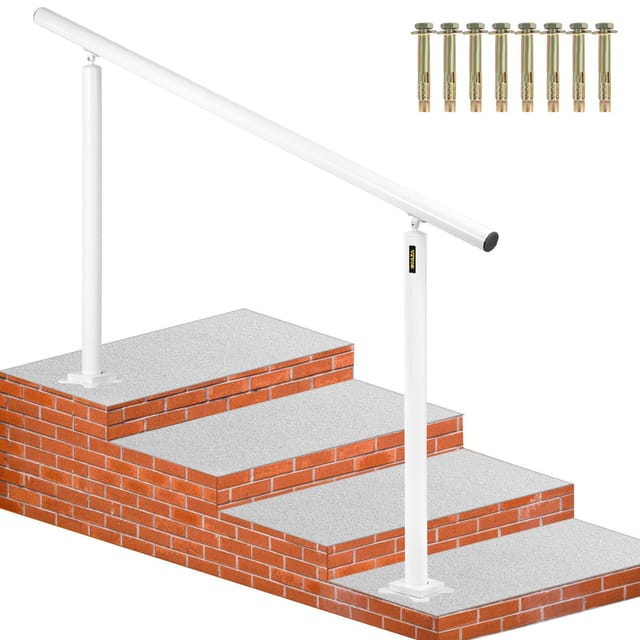 Treppengeländer Aus Weißem Aluminium, 152,4 Cm, Verstellbar Für 0 Bis 5 Stufen, Ideal Für Senioren, Für Den Innen- Und Außenbereich