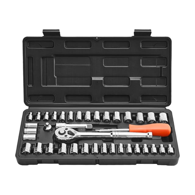 39-teiliger Steckschlüsselsatz, 9,5- Und 6,4-mm-ratschenschlüssel, Sae- Und Metrische Größen, Mechaniker-set Mit Ratsche, Zubehör Und Koffer, Cr-v-stahl, Für Autoreparaturen