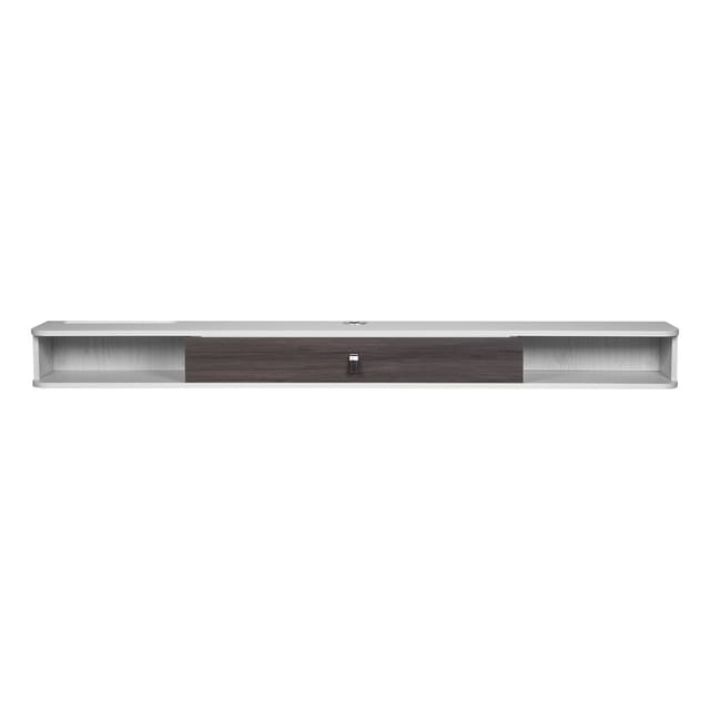 Wandmontiertes Tv-möbel, 178 Cm, Wandmontiertes Multimedia-center Mit Kabelmanagement, Modernes Wandmontiertes Tv-regal Mit Ablagefläche, Konsole Für Dvd-player Und Set-top-box, Weiß
