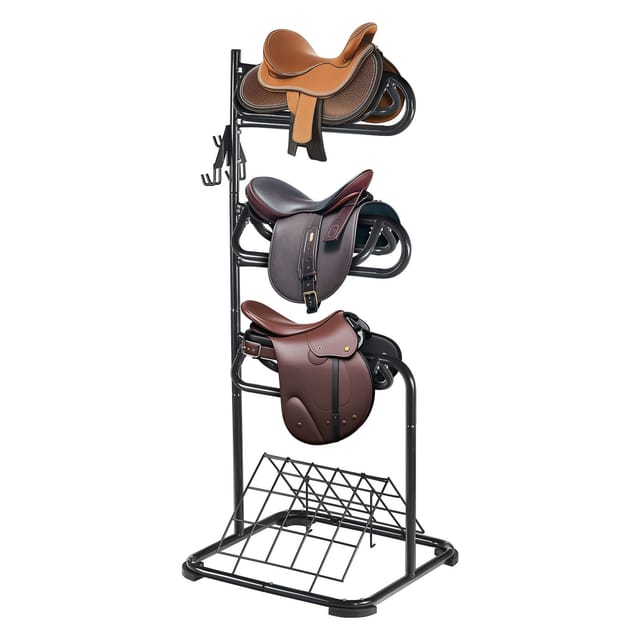 Freistehender Sattelhalter Für Die Sattelkammer, 3 Ebenen, 76 X 76 X 174 Cm, Verstellbare Arme Für Decken, Western, Englisch, Stall
