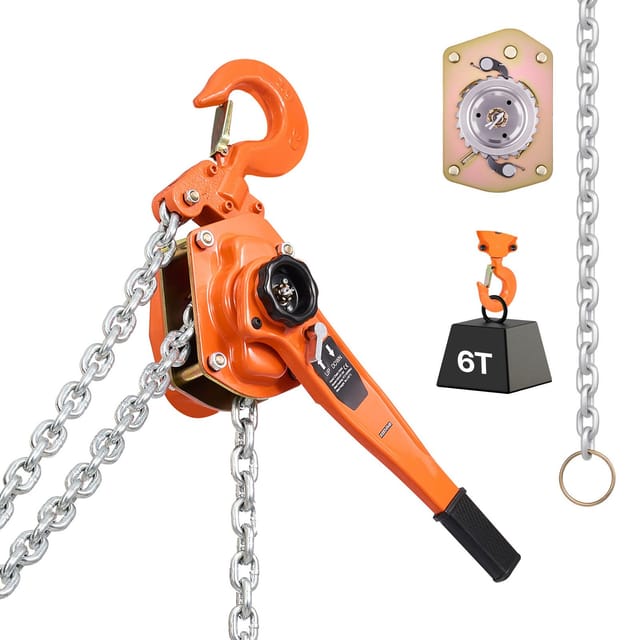 6-tonnen-hebelkettenzug, 3 M Hubhöhe, G80-legierungsstahl, Mechanische Bremse, Doppelratsche, Drehbarer Haken, Werkstatt