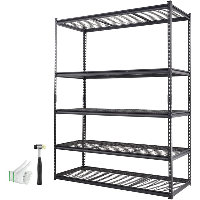5-stöckiges Aufbewahrungsregal, Tragkraft 907 Kg, Schwarzes Metall, 152 X 61 X 198 Cm, Für Garage, Küche, Keller Oder Waschküche