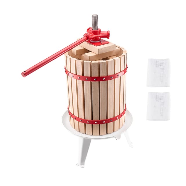 Manuelle Obstpresse, 18 L, Massivholzkorb, 8 Presskörbe, Robuste Presse Für Apfelwein, Äpfel, Trauben, Saft, Honig, Selbstgemachtes Öl