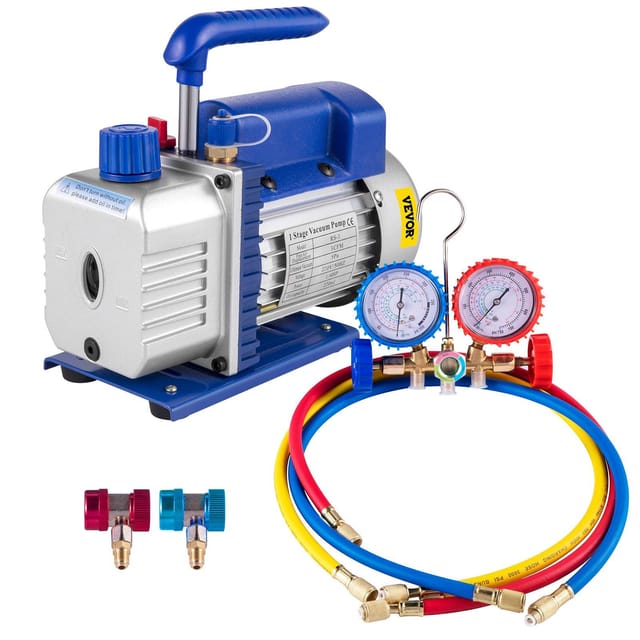 Vakuumpumpen-set (3 Cfm, 1/4 Ps) Für Kältemittel, Mit Manometern Für Klimaanlagen- Und Kälteanlagensteuerung, 85 L/min