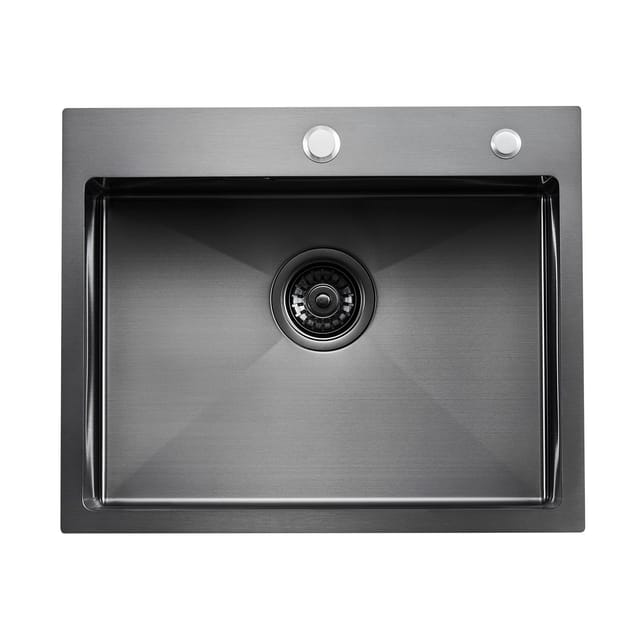 55 Cm Edelstahl 304 Küchenspüle, Einzelbecken, Einbau, Schwarz, Ideal Für Wohnmobile Und Bars, Mit Zubehör