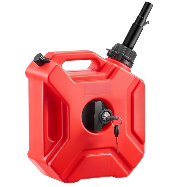 5-liter-kraftstofftank Mit Ausgießer Und Abschließbarer Halterung, Max. Durchflussrate 15 L/min, Auslaufsicher Und Tragbar, Rot