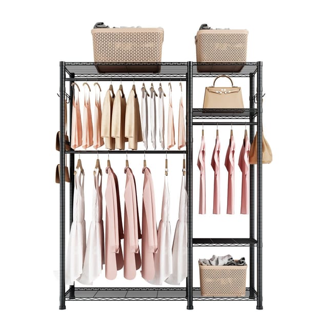 Robuster Stahlkleiderschrank, 6 Verstellbare Einlegeböden, Tragkraft 363 Kg, 3 Kleiderstangen, Ideal Für Schlafzimmer Und Eingangsbereich