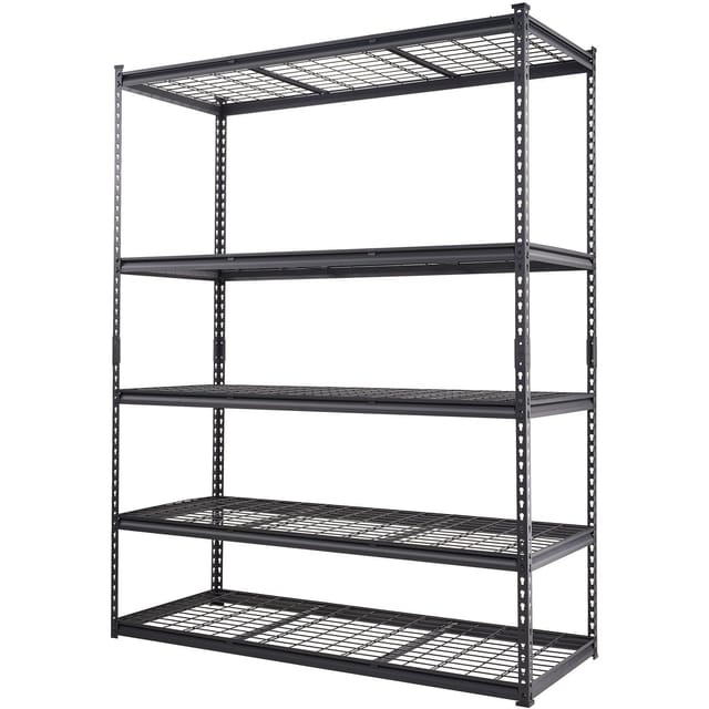Verstellbares 5-stufiges Metallregal, Schwarz, Tragkraft 907 Kg, Für Garage, Küche, Keller, Waschküche, Kleiderschrank, 152 X 61 X 198 Cm