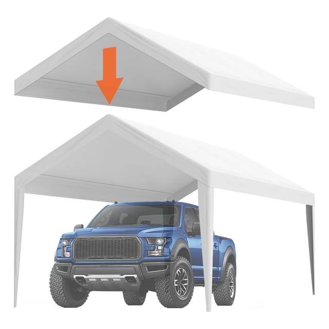 Ersatzabdeckung Für Ein Gartenhaus (6100 X 3040 Mm), Robuste Garagenabdeckung, Wasserdicht Und Uv-beständig, Einfache Montage Mit Elastischen Bändern, Weiß, Nur Die Abdeckung.