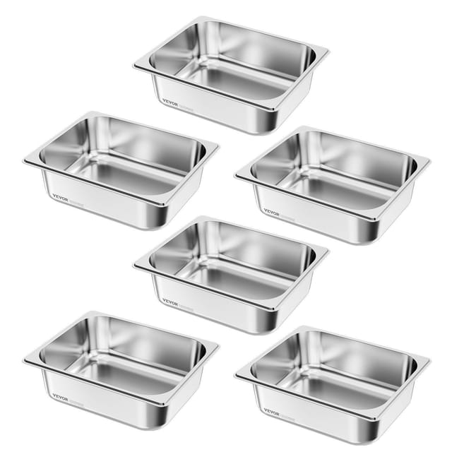 Dampfgarbehälter Aus Edelstahl Für Catering, 1/2 X 98 Mm, 6 L, Verstopfungsfrei, Wiederverwendbar, Rostfrei, Für Zuhause, Partys, Restaurants, Hotels, Buffets, 6er-set