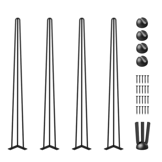 Schwarze Tischbeine Aus Stahl, 86,4 Cm, 4er-set, Je 99,8 Kg Tragkraft, 3 St ück, Für Bänke, Schreibtische, Esstische, Stühle, Kohlenstoffstahl, Selbstmontage