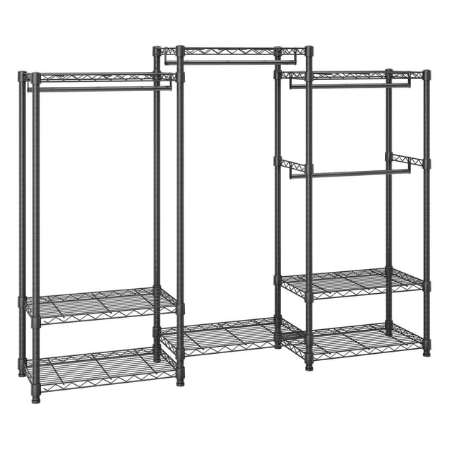 Stabiler Kleiderschrank Auf Rollen, 4 Kleiderstangen Und 8 Einlegeböden, Maximale Traglast 362,9 Kg, Verstellbar Und Modular